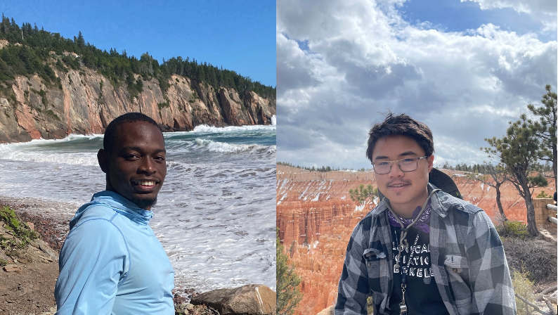 GPS graduate students Josh Anadu (left) and Paolo Sanchez